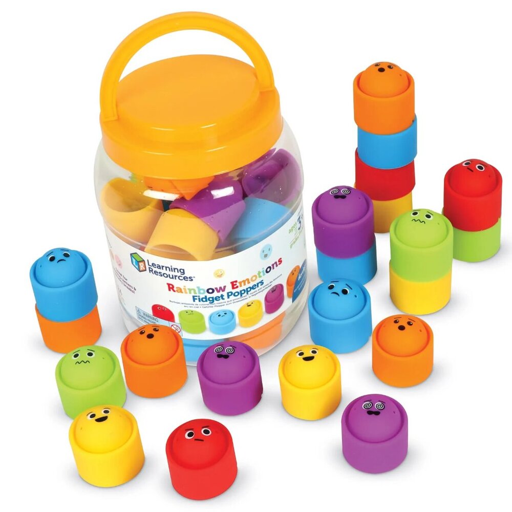 Learning Resources Rainbow Emotions Fidget Poppers Bucket of 24 Sensory LER5572